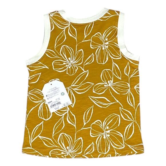 NEW Little Co. By Lauren Conrad Mustard Yellow Tropical Flower Muscle Tank 12M - Picture 2 of 5